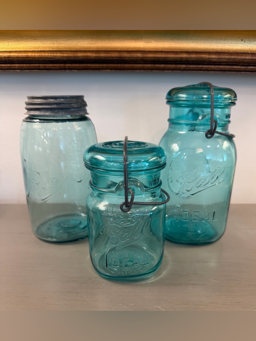Lot Of 3 Blue Ball Mason Jars 2 Bicentennial 1976 Glass Lid Wire 1 Screw Top